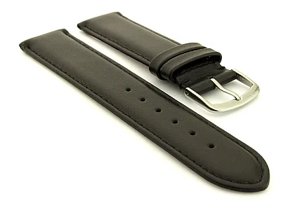 Genuine Leather Watch Strap Genk Black / Black 23mm (image for) Genuine Leather Watch Strap Genk Black / Black 23mm
