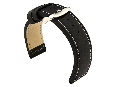 22mm Black - HAVANA Genuine Leather Watch Strap / Band (image for) 22mm Black - HAVANA Genuine Leather Watch Strap / Band