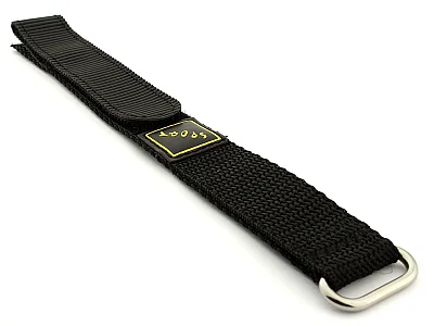 Hook & Loop Watch Strap Sport, Nylon Black 22mm (image for) Hook & Loop Watch Strap Sport, Nylon Black 22mm