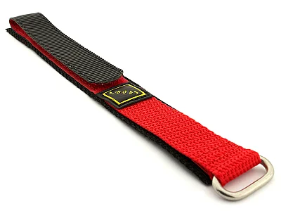 Hook & Loop Watch Strap Sport, Nylon Red 22mm (image for) Hook & Loop Watch Strap Sport, Nylon Red 22mm