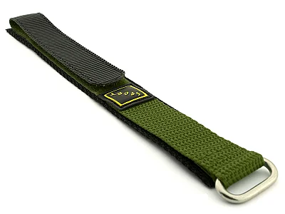 Hook & Loop Watch Strap Sport, Nylon Olive Green 20mm (image for) Hook & Loop Watch Strap Sport, Nylon Olive Green 20mm