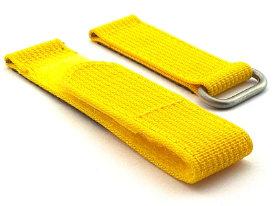 Quick Release Watch Strap Ribbed Nylon Hook & Loop TP Yellow 22mm (image for) Quick Release Watch Strap Ribbed Nylon Hook & Loop TP Yellow 22mm