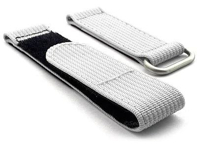 Quick Release Watch Strap Ribbed Nylon Hook & Loop TP White 19mm (image for) Quick Release Watch Strap Ribbed Nylon Hook & Loop TP White 19mm