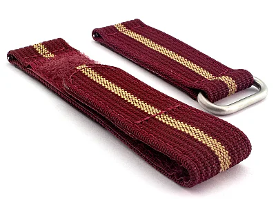 Quick Release Watch Strap Ribbed Nylon Hook & Loop TP Maroon/Beige (3) 18mm (image for) Quick Release Watch Strap Ribbed Nylon Hook & Loop TP Maroon/Beige (3) 18mm