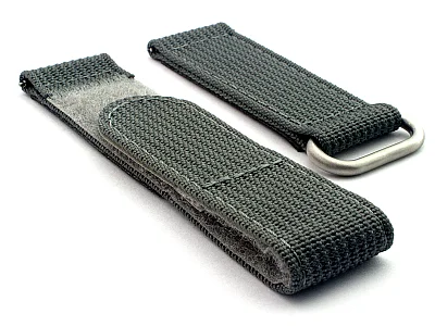 Quick Release Watch Strap Ribbed Nylon Hook & Loop TP Grey 20mm (image for) Quick Release Watch Strap Ribbed Nylon Hook & Loop TP Grey 20mm
