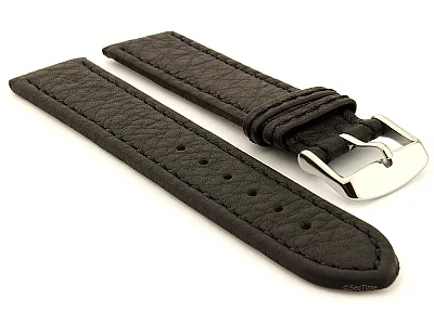 Leather Watch Band Kana Black / Black 28mm (image for) Leather Watch Band Kana Black / Black 28mm