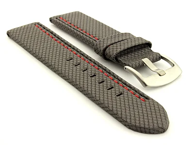 Waterproof Synthetic Watch Strap LYON, Cowhide Lining Grey 26mm (image for) Waterproof Synthetic Watch Strap LYON, Cowhide Lining Grey 26mm