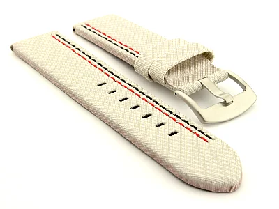 Waterproof Synthetic Watch Strap LYON, Cowhide Lining White 26mm (image for) Waterproof Synthetic Watch Strap LYON, Cowhide Lining White 26mm
