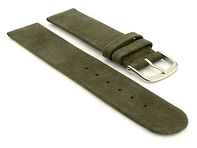 Suede Genuine Leather Watch Strap Malaga Coyote Green 22mm (image for) Suede Genuine Leather Watch Strap Malaga Coyote Green 22mm