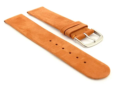 Suede Genuine Leather Watch Strap Malaga Orange 16mm (image for) Suede Genuine Leather Watch Strap Malaga Orange 16mm