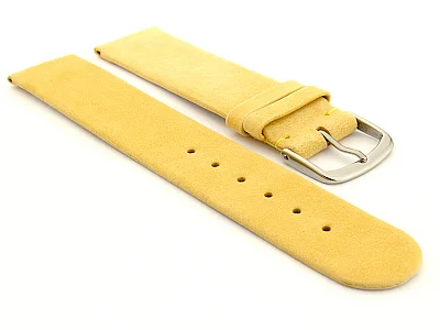 Suede Genuine Leather Watch Strap Malaga Yellow 22mm (image for) Suede Genuine Leather Watch Strap Malaga Yellow 22mm
