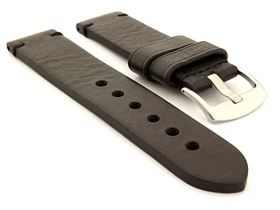 Leather Watch Strap Maracana Black 28mm (image for) Leather Watch Strap Maracana Black 28mm