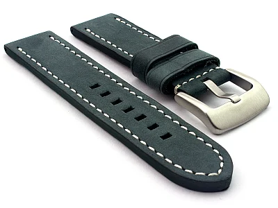 Leather Watch Strap Marina Matte Green 20mm (image for) Leather Watch Strap Marina Matte Green 20mm