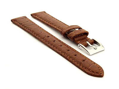 Genuine Crocodile Leather Watch Strap Miami CS Brown 14mm (image for) Genuine Crocodile Leather Watch Strap Miami CS Brown 14mm