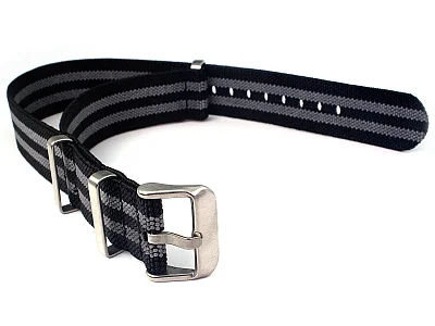 18mm Black/Grey Elastic Nylon/Rubber Nato Watch Strap Military Divers (image for) 18mm Black/Grey Elastic Nylon/Rubber Nato Watch Strap Military Divers