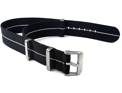 18mm Black/White Elastic Nylon/Rubber Nato Watch Strap Military Divers (image for) 18mm Black/White Elastic Nylon/Rubber Nato Watch Strap Military Divers