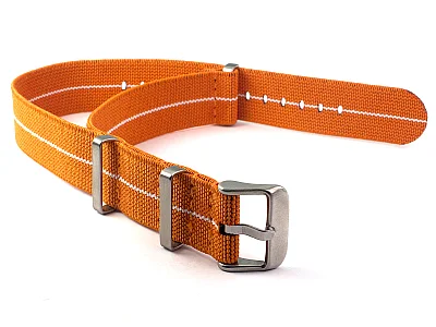Elastic Nylon/Rubber Nato Watch Strap Military Divers Orange/White 20mm (image for) Elastic Nylon/Rubber Nato Watch Strap Military Divers Orange/White 20mm