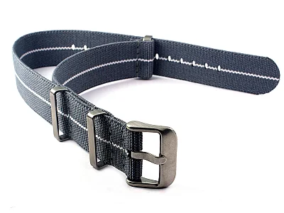 Elastic Nylon/Rubber Nato Watch Strap Military Divers Ash Grey/White 20mm (image for) Elastic Nylon/Rubber Nato Watch Strap Military Divers Ash Grey/White 20mm