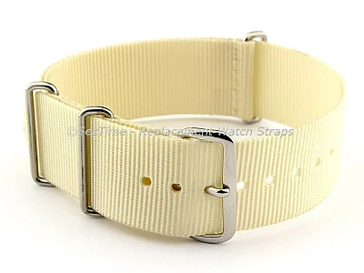 NATO G10 Watch Strap Military Nylon Divers (3 rings) Cream 16mm (image for) NATO G10 Watch Strap Military Nylon Divers (3 rings) Cream 16mm