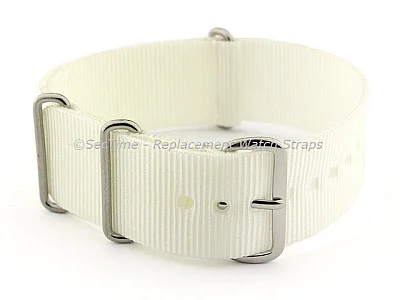 NATO G10 Watch Strap Military Nylon Divers (3 rings) White 22mm (image for) NATO G10 Watch Strap Military Nylon Divers (3 rings) White 22mm