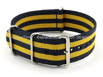 NATO G10 Watch Strap Military Nylon Divers (3 rings) Blue/Yellow 20mm (image for) NATO G10 Watch Strap Military Nylon Divers (3 rings) Blue/Yellow 20mm