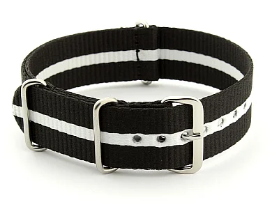 Nato Watch Strap G10 Military Nylon Divers Black/White (3) 22mm (image for) Nato Watch Strap G10 Military Nylon Divers Black/White (3) 22mm