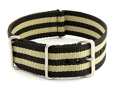 Nato Watch Strap G10 Military Nylon Divers Black/Beige (5B) 22mm (image for) Nato Watch Strap G10 Military Nylon Divers Black/Beige (5B) 22mm