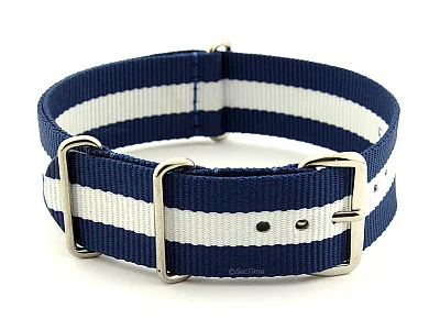 NATO G10 Watch Strap Military Nylon Divers 3 rings Blue/White (3) 20mm (image for) NATO G10 Watch Strap Military Nylon Divers 3 rings Blue/White (3) 20mm