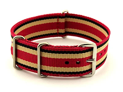 NATO G10 Watch Strap Military Nylon Divers 3 rings Cardinal/Black/Beige (7) 20mm (image for) NATO G10 Watch Strap Military Nylon Divers 3 rings Cardinal/Black/Beige (7) 20mm