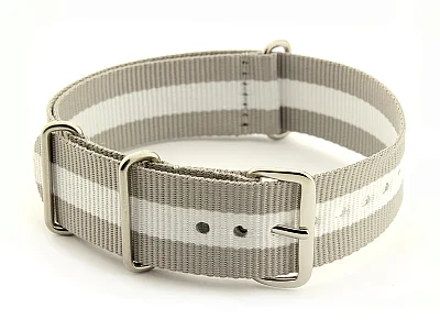 Nato Watch Strap G10 Military Nylon Divers Grey/White (3) 18mm (image for) Nato Watch Strap G10 Military Nylon Divers Grey/White (3) 18mm
