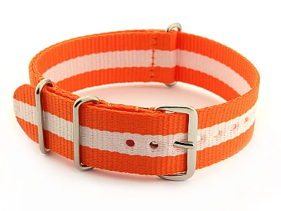 Nato Watch Strap G10 Military Nylon Divers Orange/White (3) 24mm (image for) Nato Watch Strap G10 Military Nylon Divers Orange/White (3) 24mm