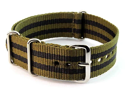 Nato Watch Strap G10 Military Nylon Divers Olive Green/Black (5) 20mm (image for) Nato Watch Strap G10 Military Nylon Divers Olive Green/Black (5) 20mm
