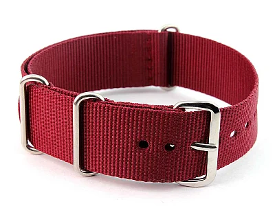 Nato Watch Strap G10 Military Nylon Divers Maroon 24mm (image for) Nato Watch Strap G10 Military Nylon Divers Maroon 24mm