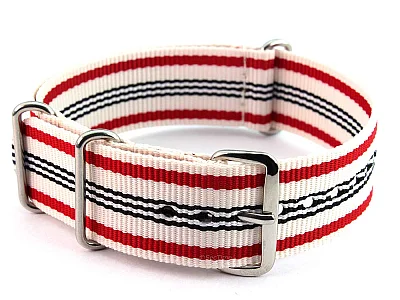 Nato Watch Strap G10 Military Nylon Divers White/Red/Black (11) 24mm (image for) Nato Watch Strap G10 Military Nylon Divers White/Red/Black (11) 24mm