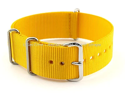 NATO G10 Watch Strap Military Nylon Divers (3 rings) Yellow 24mm (image for) NATO G10 Watch Strap Military Nylon Divers (3 rings) Yellow 24mm
