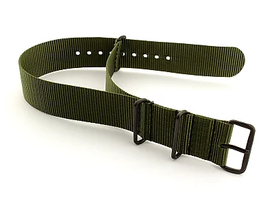 Nato G10 Nylon Watch Strap PVD Buckle Olive Green 24mm (image for) Nato G10 Nylon Watch Strap PVD Buckle Olive Green 24mm