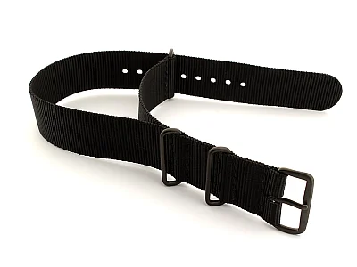 Nato G10 Nylon Watch Strap PVD Buckle Black 22mm (image for) Nato G10 Nylon Watch Strap PVD Buckle Black 22mm