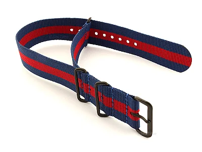 Nato G10 Nylon Watch Strap PVD Buckle Blue/Red (3) 20mm (image for) Nato G10 Nylon Watch Strap PVD Buckle Blue/Red (3) 20mm