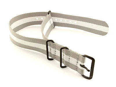 Nato G10 Nylon Watch Strap PVD Buckle Grey/White (3) 22mm (image for) Nato G10 Nylon Watch Strap PVD Buckle Grey/White (3) 22mm