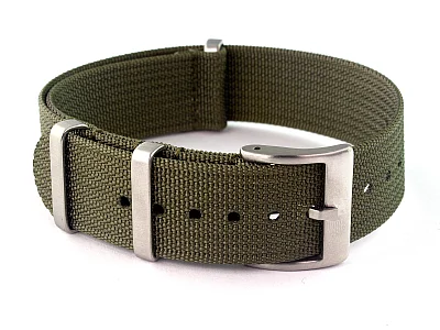 Ribbed Nylon Nato Watch Strap Military Divers Olive Green 18mm (image for) Ribbed Nylon Nato Watch Strap Military Divers Olive Green 18mm