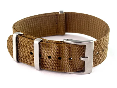 Ribbed Nylon Nato Watch Strap Military Divers Khaki-Brown 20mm (image for) Ribbed Nylon Nato Watch Strap Military Divers Khaki-Brown 20mm