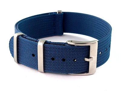 Ribbed Nylon Nato Watch Strap Military Divers Navy Blue 22mm (image for) Ribbed Nylon Nato Watch Strap Military Divers Navy Blue 22mm