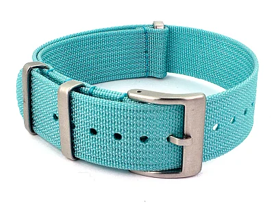 Ribbed Nylon Nato Watch Strap Military Divers Turquoise 18mm (image for) Ribbed Nylon Nato Watch Strap Military Divers Turquoise 18mm