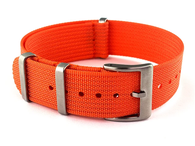 Ribbed Nylon Nato Watch Strap Military Divers Orange 18mm (image for) Ribbed Nylon Nato Watch Strap Military Divers Orange 18mm
