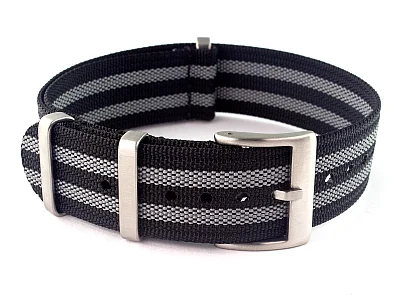 Ribbed Nylon Nato Watch Strap Military Divers Black/Grey (JB) 18mm (image for) Ribbed Nylon Nato Watch Strap Military Divers Black/Grey (JB) 18mm