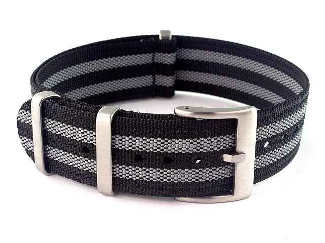 Ribbed Nylon Nato Watch Strap Military Divers Black/Grey (JB) 18mm (image for) Ribbed Nylon Nato Watch Strap Military Divers Black/Grey (JB) 18mm