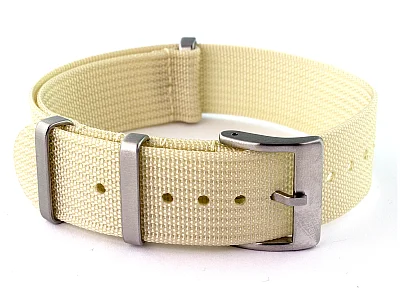 Ribbed Nylon Nato Watch Strap Military Divers Beige 18mm (image for) Ribbed Nylon Nato Watch Strap Military Divers Beige 18mm