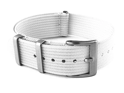 Ribbed Nylon Nato Watch Strap Military Divers White 18mm (image for) Ribbed Nylon Nato Watch Strap Military Divers White 18mm