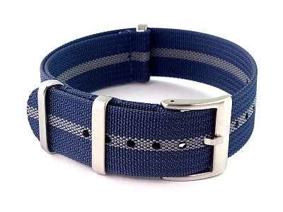 Ribbed Nylon Nato Watch Strap Military Divers Navy Blue/Grey (3) 22mm (image for) Ribbed Nylon Nato Watch Strap Military Divers Navy Blue/Grey (3) 22mm