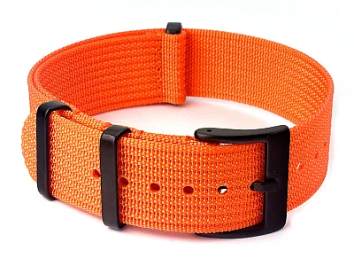 Ribbed Nylon Nato Watch Strap PVD Military Divers Orange 24mm (image for) Ribbed Nylon Nato Watch Strap PVD Military Divers Orange 24mm